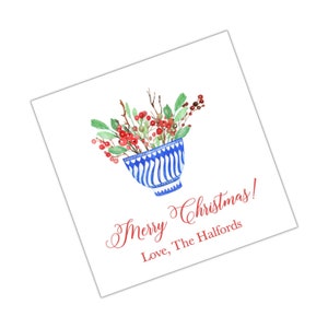 Aquarel kerstbehuizing kaart, kerst tag, kerst sticker aangepaste kerst tag gepersonaliseerde kerst behuizing kaart
