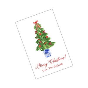 Aquarel kerstbehuizing kaart, kerst tag, kerst sticker aangepaste kerst tag gepersonaliseerde kerst behuizing kaart
