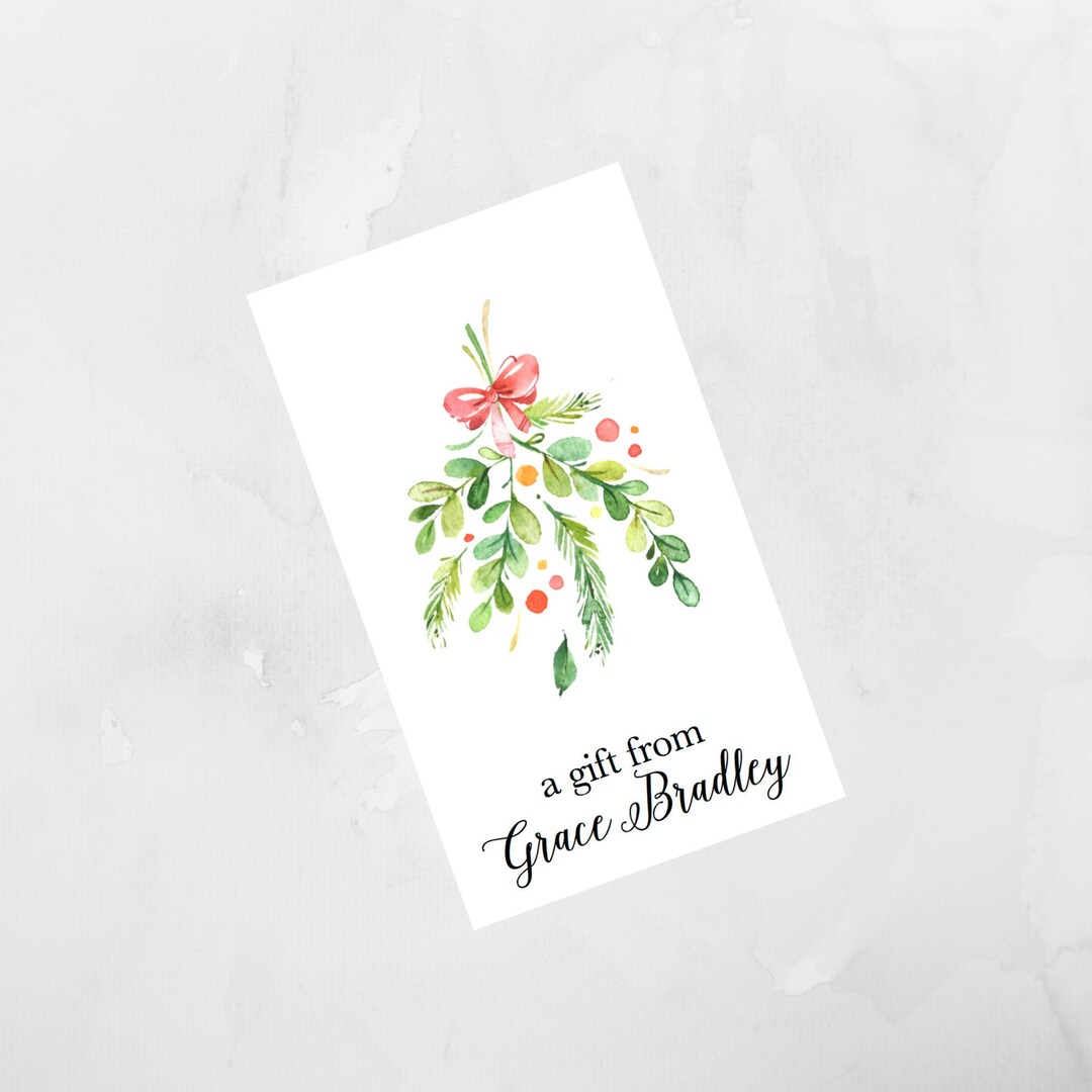 Watercolor Christmas Enclosure Card, Christmas Tag, Christmas Sticker