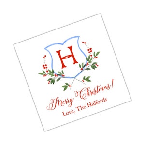 Aquarel kerstbehuizing kaart, kerst tag, kerst sticker aangepaste kerst tag gepersonaliseerde kerst behuizing kaart