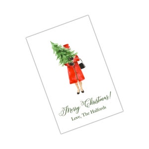 Aquarel kerstbehuizing kaart, kerst tag, kerst sticker aangepaste kerst tag gepersonaliseerde kerst behuizing kaart