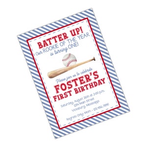 Watercolor Baseball Birthday Party Invitation All-Star Invitation Baseball Invite Rookie of the Year