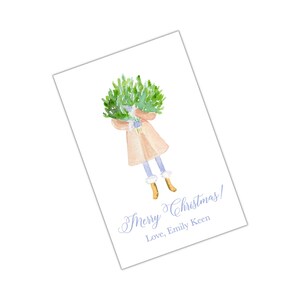 Aquarel kerstbehuizing kaart, kerst tag, kerst sticker aangepaste kerst tag gepersonaliseerde kerst behuizing kaart