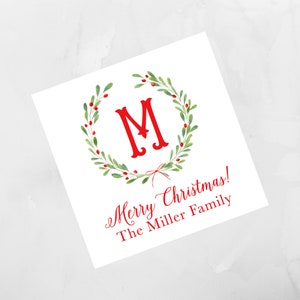 Cartão de cerco de natal em aquarela, etiqueta de natal, adesivo de natal personalizado, cartão de cerco de natal personalizado