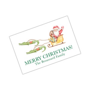 Aquarel Cajun Christmas Bayou Santa Tag, Kerst Sticker Aangepaste Kerst Tag Gepersonaliseerde Kerst Behuizing Kaart
