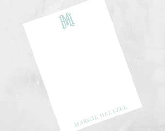 Bloc-notes avec monogrammes entrelacés, liste de tâches, cadeau à monogramme, cadeau personnalisé