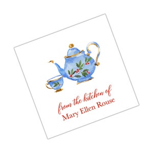 Aquarel kerstbehuizing kaart, kerst tag, kerst sticker aangepaste kerst tag gepersonaliseerde kerst behuizing kaart