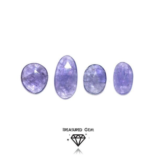 Loose Tanzanite Rose Cut Cabochons Lupin Blue Colour Freeform Shapes
