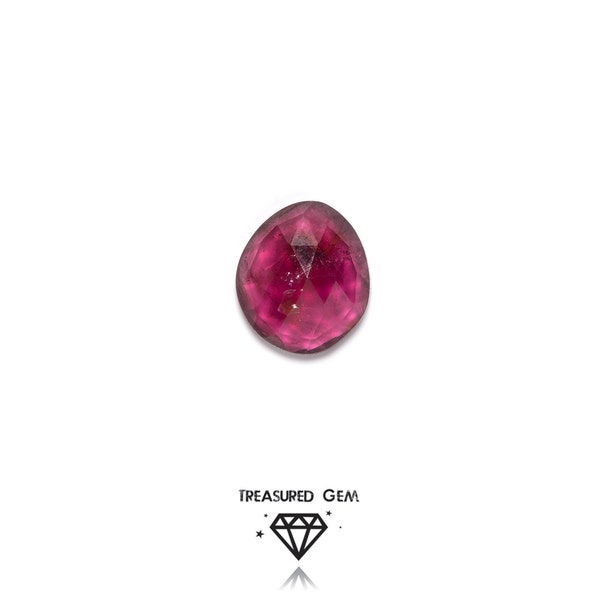 Loose Rhodolite Garnet Rose Cut Cabochon Saturated Red Freeform Shape Solitaire