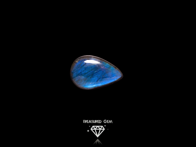Loose Labradorite Cabochon Vibrant Blue Pear Shape