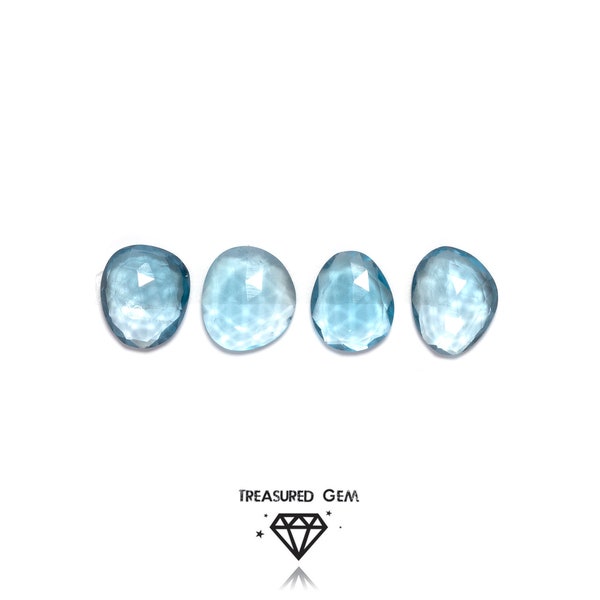London Blue Topaz Rose Cut Loose Cabochons Light Blue Colour and Freeform Shapes