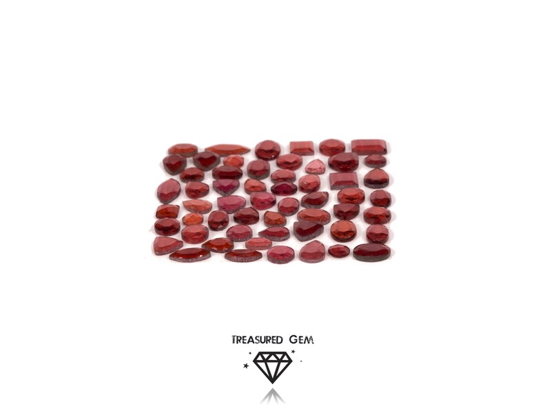 Loose Red Garnet Faceted Cabochon Gems Mixed Shape Flat Back