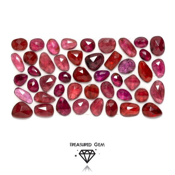 Loose Rose Cut Garnet Cabochons in Freeform Shapes and Fruity Red Colours