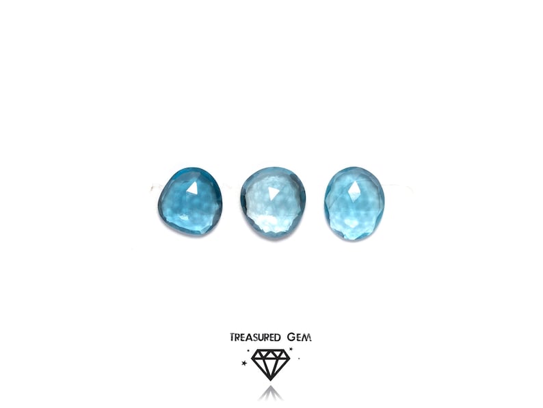 London Blue Topaz Rose Cut Loose Cabochons Vibrant Blue Colour and Freeform Shapes