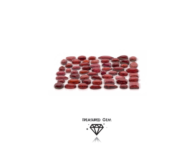 Loose Red Garnet Faceted Cabochon Gems Mixed Shape Flat Back