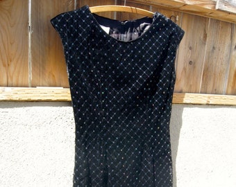 Jessica McClintock Gunne Sax Vintage Cocktail 1980's Dress Black with Sequins