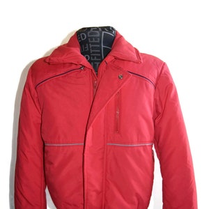 Vintage 90s Obermeyer Puffer Ski  Red Jacket Coat Men&#39;s Small Nylon Made in Hong Kong Style Banff YKK Zipper