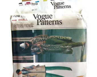 Patrones Vogue Vintage 7213 Chaleco de abrigo para mujer, talla pequeña, reversible, holgado, con bolsillos de parche de piel