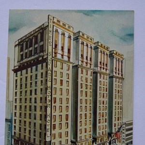 Vintage briefkaart Times Square motor Hotel Broadway New York-rijden in Parking-Advertentiestijl Associates post kaart