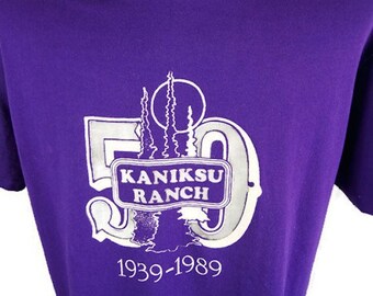 Vintage Kaniksu Ranch 1989 T Shirt / Short Sleeve Tee 50th Anniversary / Made in USA/ Nudist Resort Loon Lake Washington