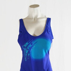 Vintage Swimsuit Playsuit Royal Blue Romper Suit Pinup Swimwear One Piece L