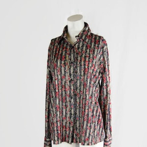 Vintage 1970s Sears The Shirt  Long Sleeves Blouse / Perma-Prest Shirt Button Down Pointed Collar