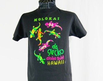 Vintage 1990 T-shirt Molokai Da Gecko Aloha Shirt Hawaii Miller