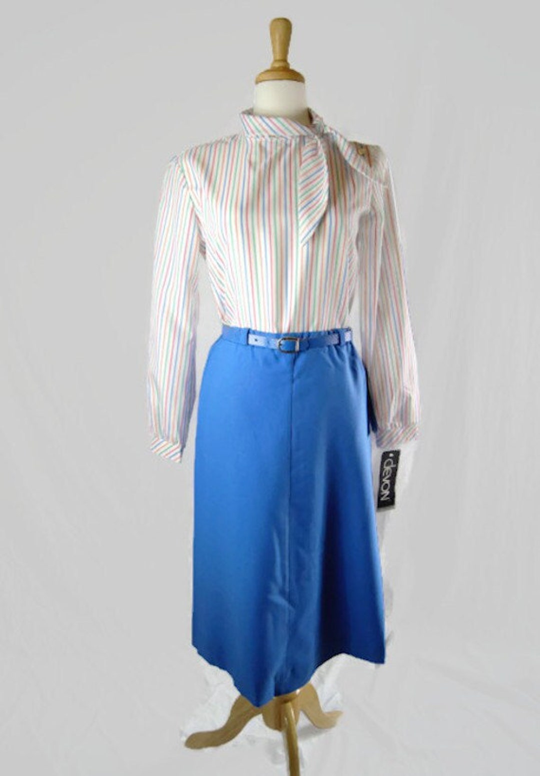 Jupe Vintage Années 70 ILGWU Devon Rétro Rayée Sur Le Côté Taille 18