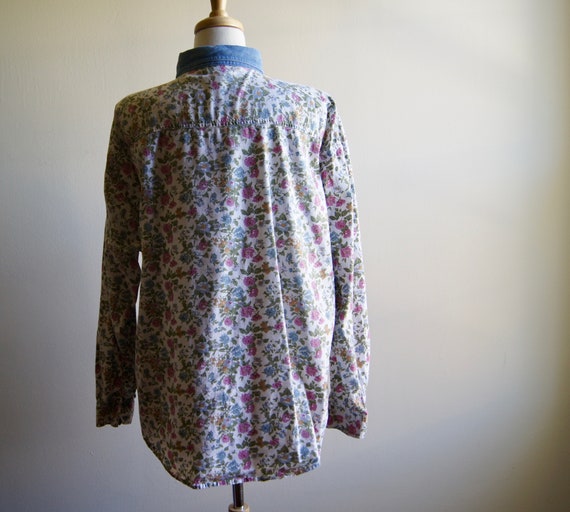 1990s Vintage Laura Katherine Floral Shirt With D… - image 5