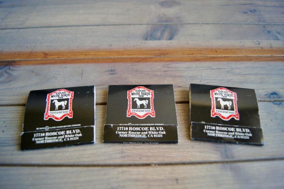 Vintage Evans White Horse Inn Restaurant Matchbook Cover Northridge Los Angeles Lot Of 3
