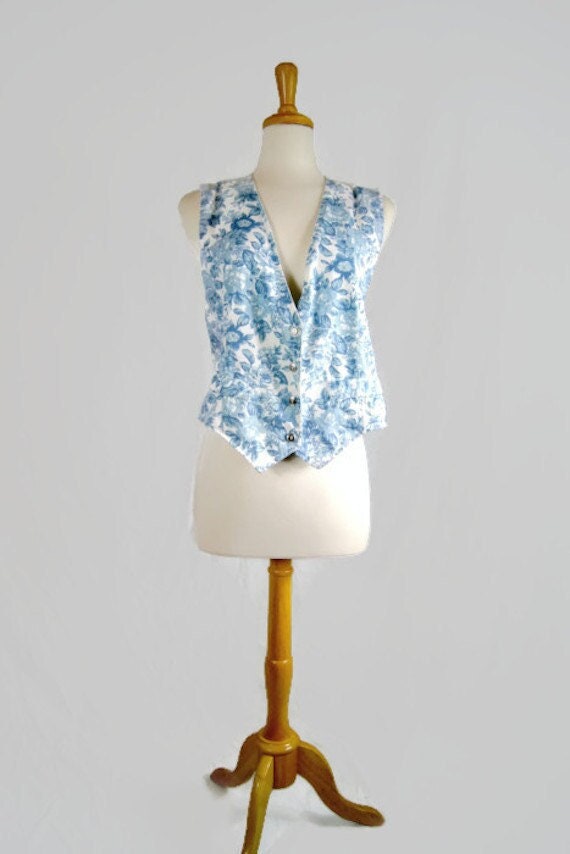 Vintage Floral Print Cotton Vest by Byer Californ… - image 1