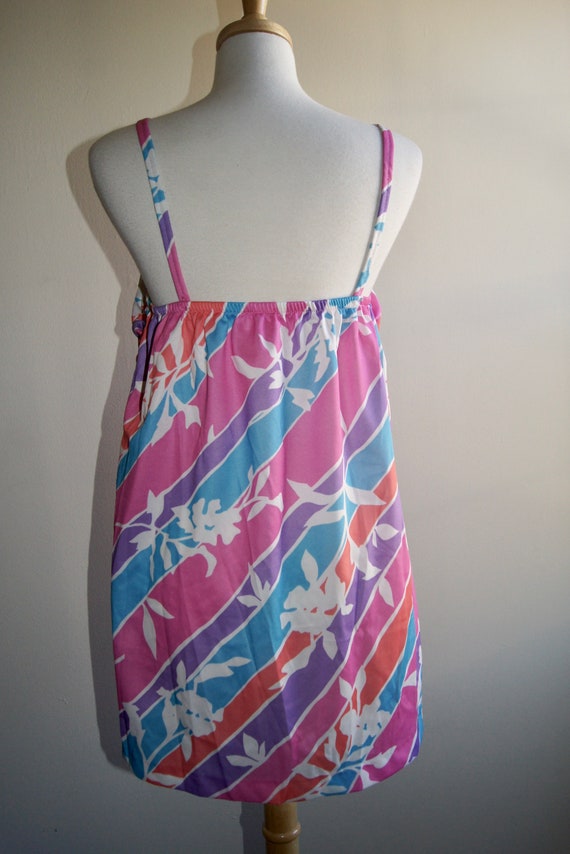 Vintage ILGWU Tankini Swim Top Women Pink Blue Or… - image 2