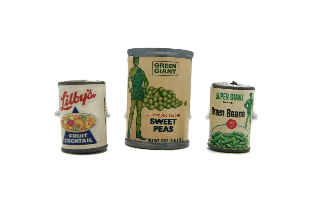 RARE Mini Vintage Toy Green Giant Peas Supermarket Toys MINIATURE Cans
