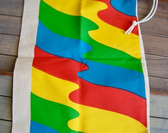 Vintage canvas tas met trekkoord dicht ongebruikt NOS New Old Stock veelkleurig