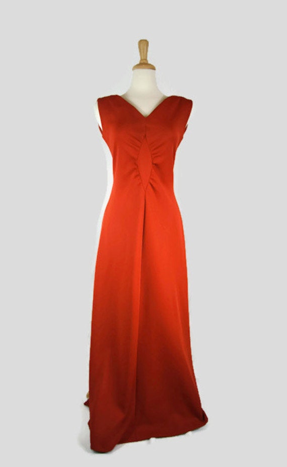 Vintage 1970's Red Polyester Maxi Dress by Bleeker
