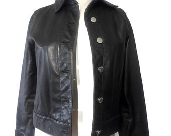 Vintage 90s Black Banana Republic Leather Jacket XS