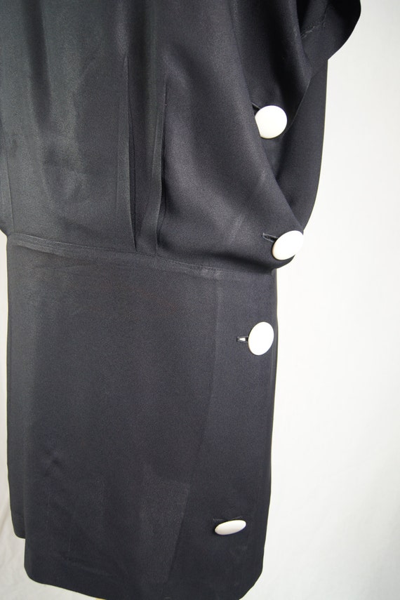 Vintage Black Dress with Big White Buttons - Unio… - image 3