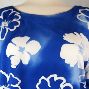 Vintage 90's AsiaCraft Textiles Blue & White Hawaiian Maxi Floral Dress image 2