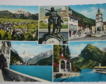 Vintage Ansichtkaart Altdorf, Axenstrasse und Tellskapelle - Photoglob - Wehrli A.G. Zürich - Hotel Stern & Post - Amsteg