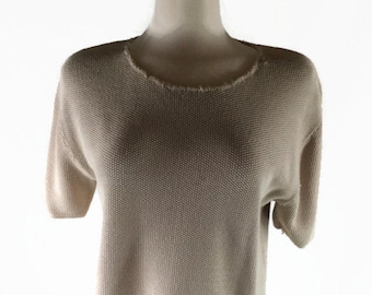 Vintage Clio Cropped Beige Short Sleeve Blouse