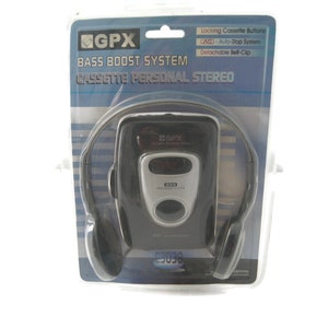 GPX Bass Boost System Cassette Personal Stereo Player Brand New Unopened - Deluxe Stereo Headphones - Locking Cassette Buttons - Auto Stop
