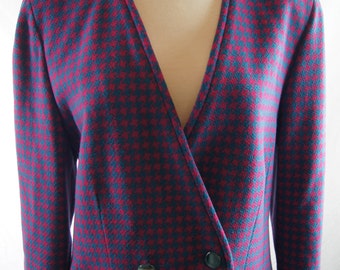 Vintage Petite Pendleton Houndstooth Wool Women&#39;s Blazer