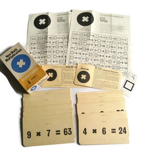 Vintage Flash Cards Teach-Me New Math Multiplication 41 Problems Progress Test Sheets McGraw-Hill 1965 Printed in USA