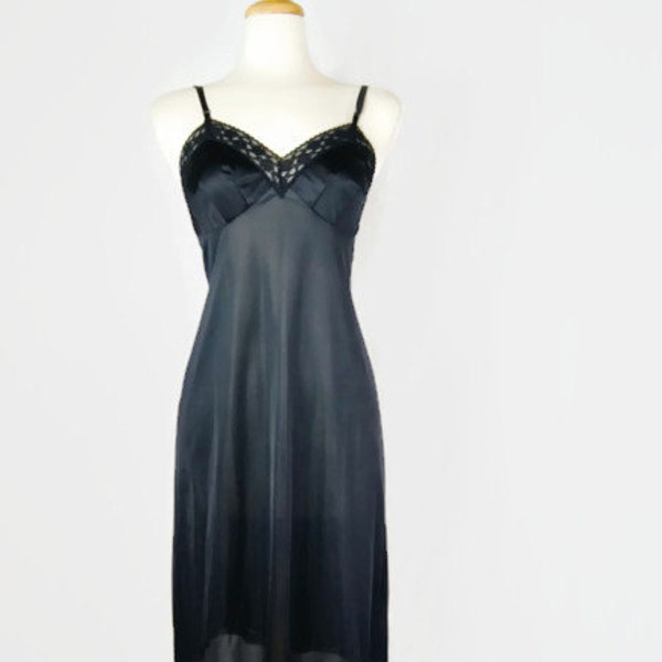 Vanity Fair Black Night Gown / Black Slip