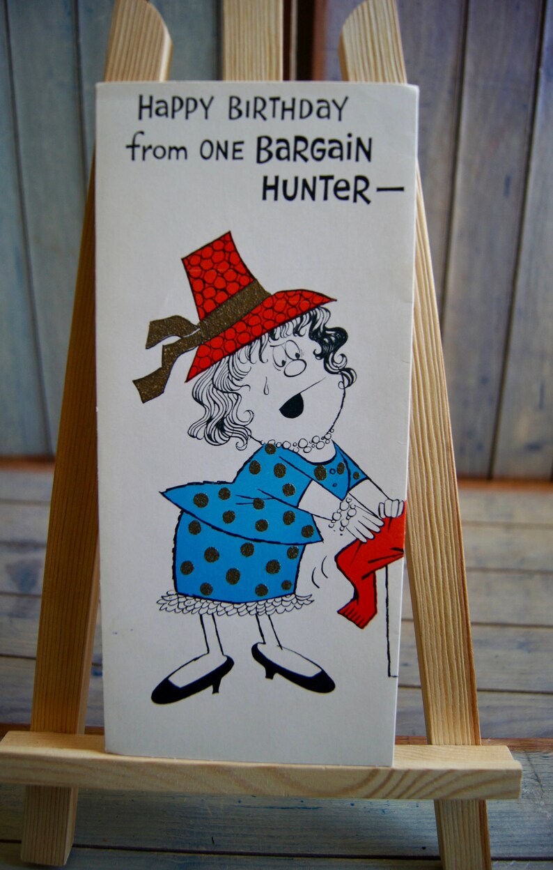 Vintage Trifold Happy Birthday Card Unused From One Bargain Hunter to