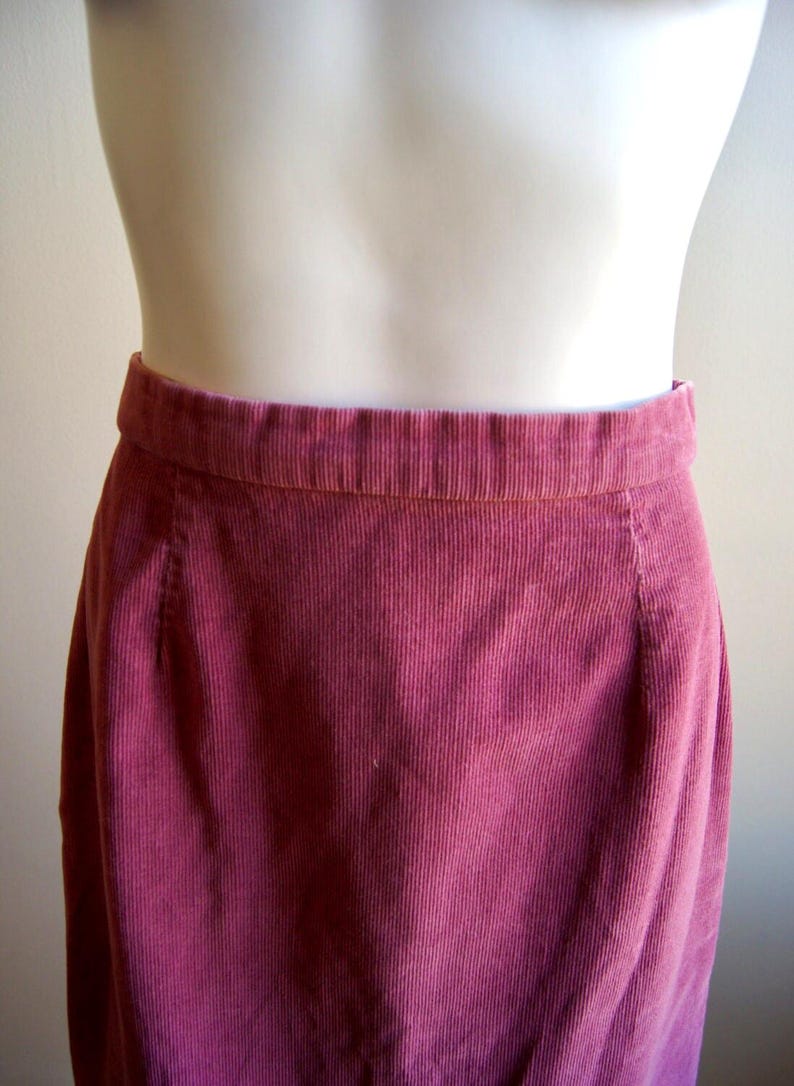 Vintage Handmade Skirt Corduroy High Waisted Midi A Line Knee Length image 1