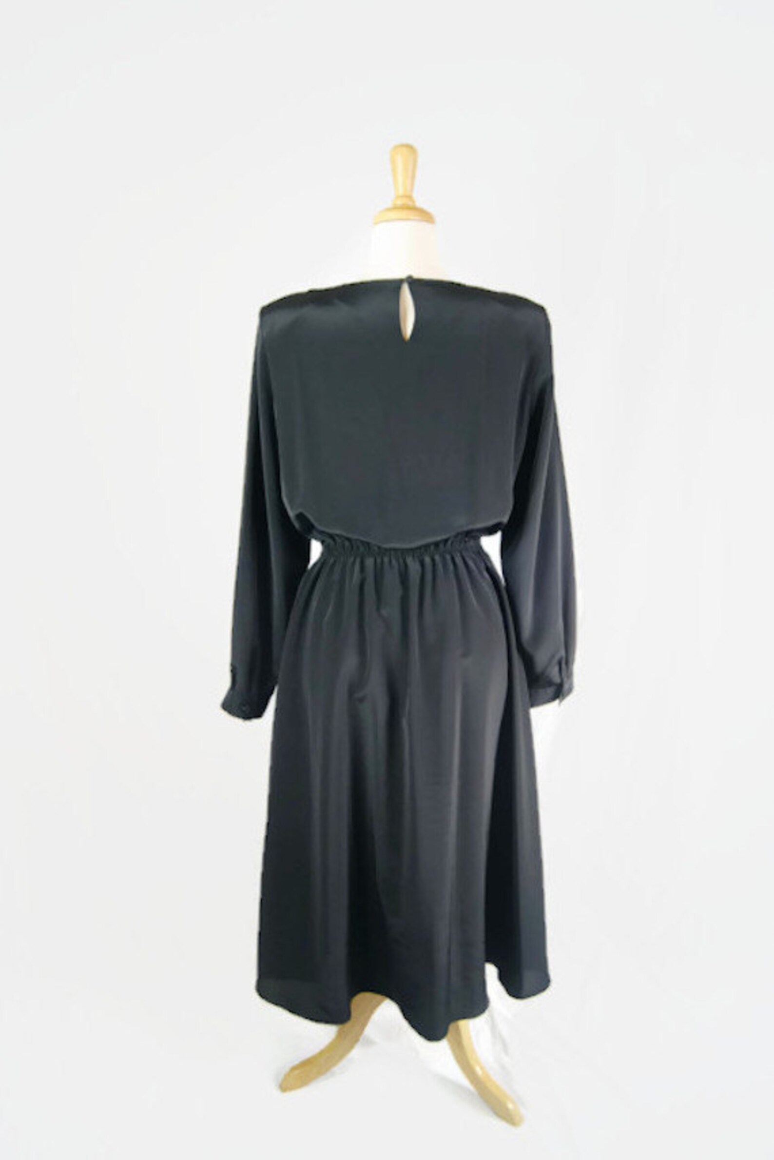 Vintage Mikado Polyester Long Sleeve Black Dress / Cocktail - Etsy