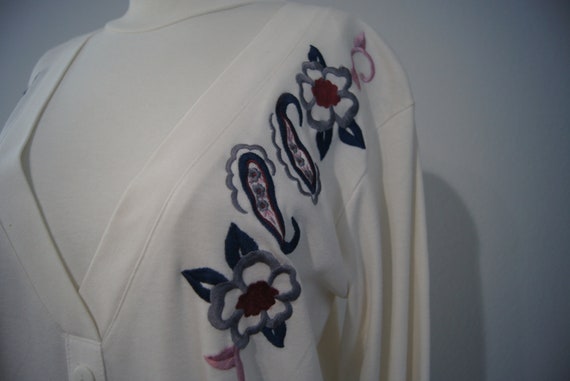 Vintage Sweater Pullover Embroidered Mock Turtlen… - image 3