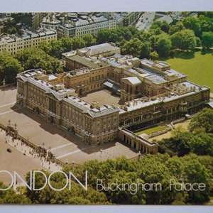 Cartão postal vintage Londres Palácio de Buckingham FISA Grã-Bretanha Cartão postal da amizade