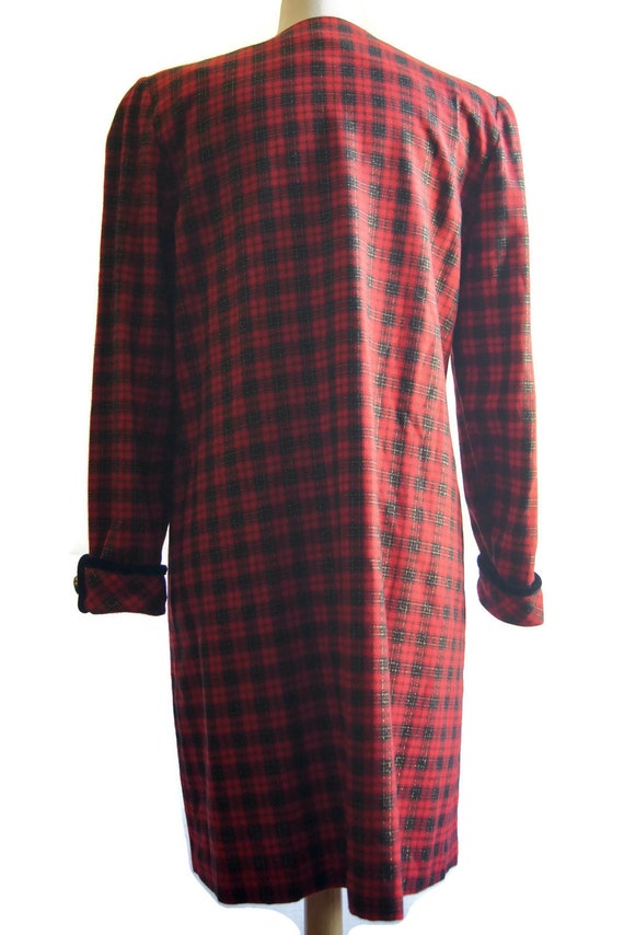 Vintage Leslie Fay Plaid Red Black Dress Women's … - image 2